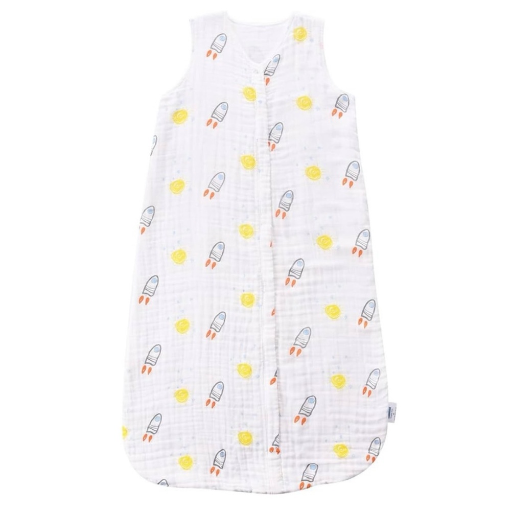 TADO Muslin Organic Cotton Sleep Sack Wearable Blanket Rocket Ships Size 2T-4T